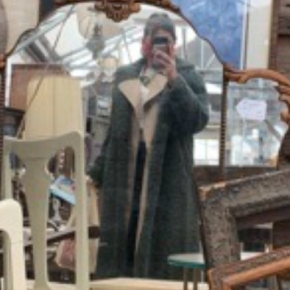 Zara Long Green Shearling Coat - Picture 2 of 3